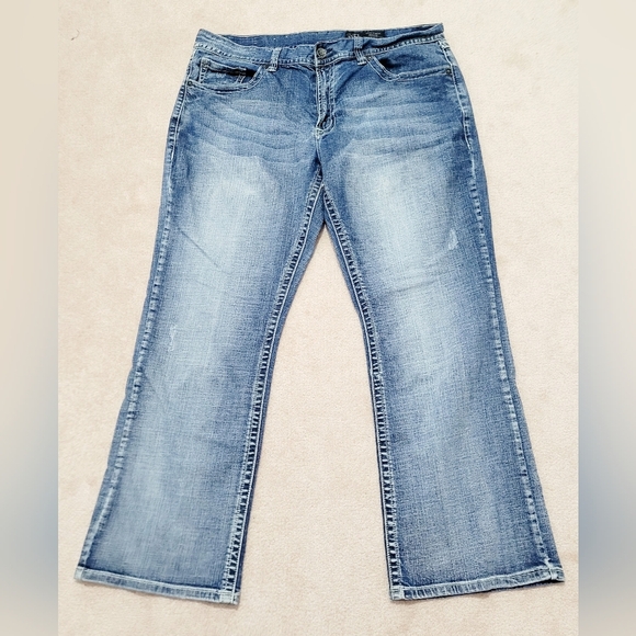 T.K. Axel Men's Vintage Bootcut Thick Stitch Jeans W38 L32 Style "Weston" - Picture 2 of 11